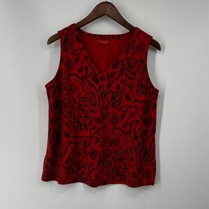 Tianello Red and Black Floral Blouse